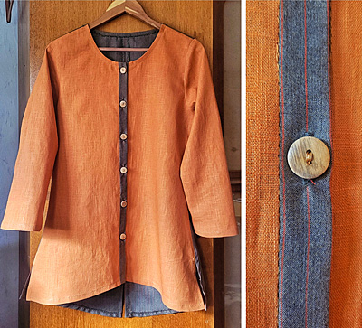  Damen-BLusenjacke aus Leinen und Kammgarn 