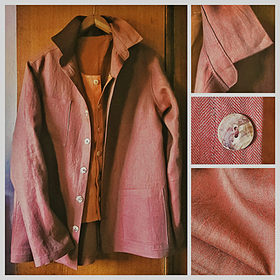  Unisex-Hemdjacke aus Fischgrat-Leinen 