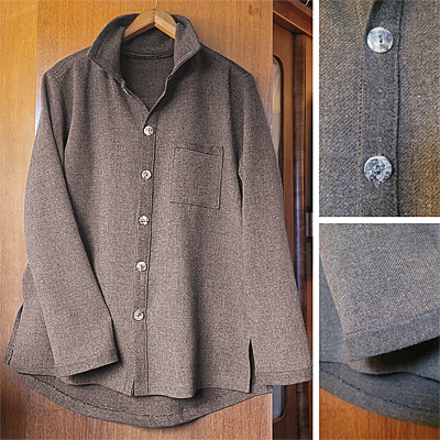  Unisex-Hemdjacke aus Wolltuch 